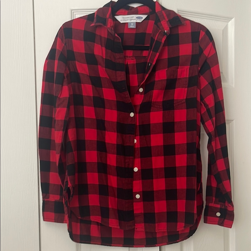 Old Navy Red and Black Checkered Shirt